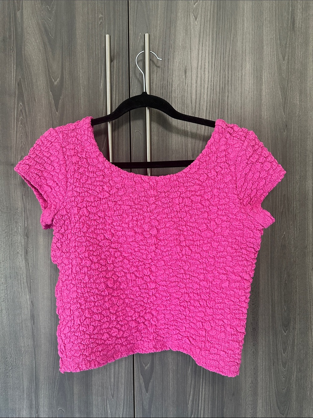 Maeve Hot Pink Textured Crop Top